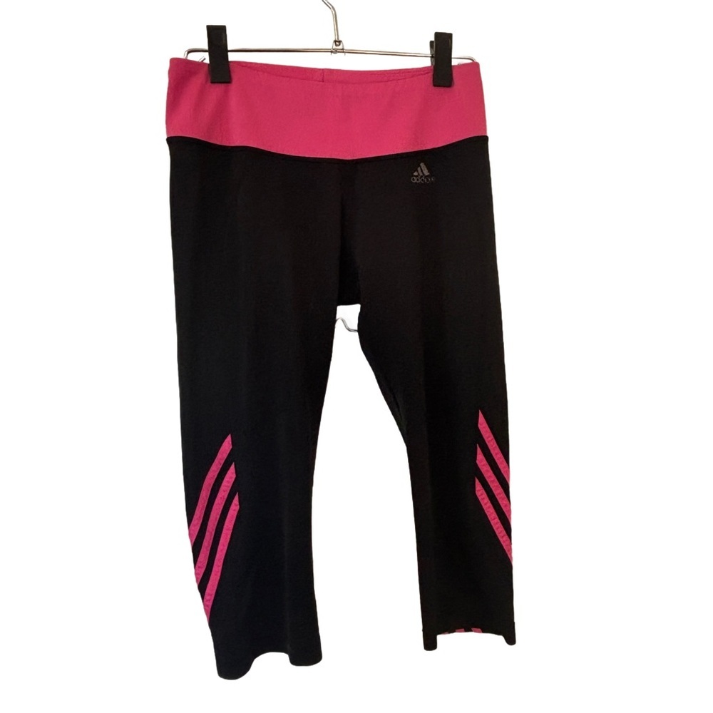 Adidas Climalite Women's Pink & Black Capri Leggings Workout Pants Size‎ Medium